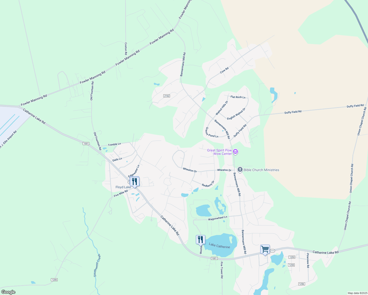map of restaurants, bars, coffee shops, grocery stores, and more near 181 Wheaton Drive in Richlands