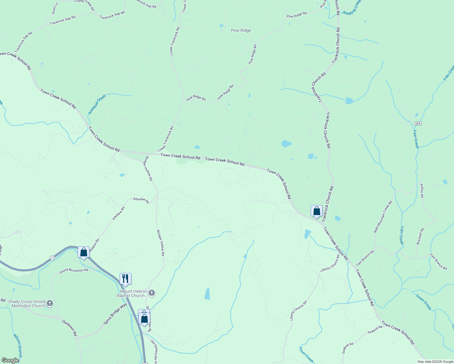 map of restaurants, bars, coffee shops, grocery stores, and more near 2880 Wildwood Brook in Blairsville