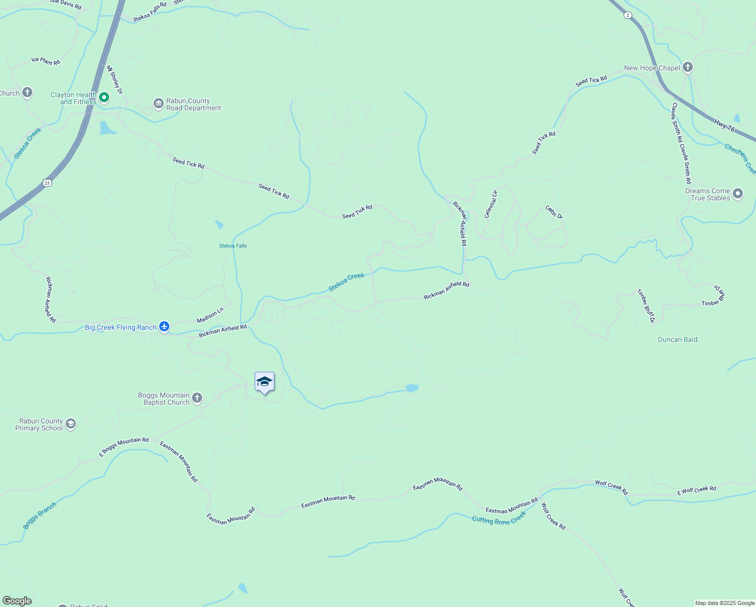 map of restaurants, bars, coffee shops, grocery stores, and more near 0 Hunter Ridge Trail in Clayton