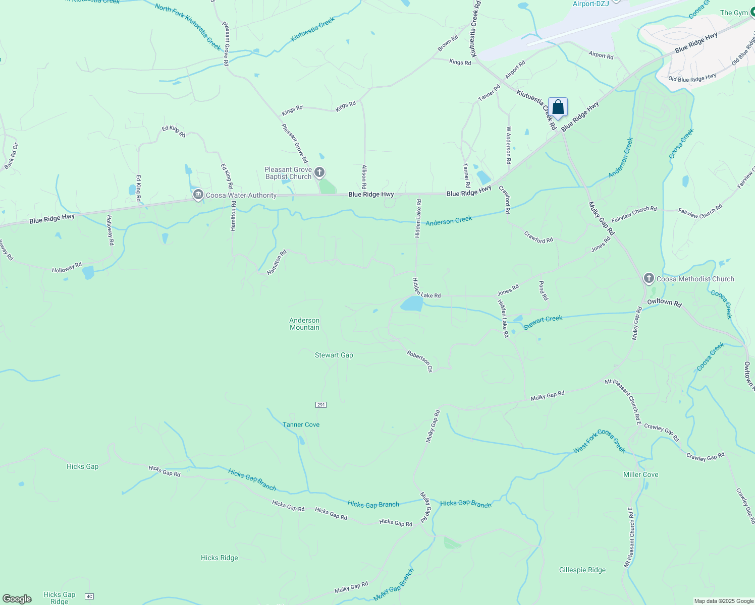 map of restaurants, bars, coffee shops, grocery stores, and more near 154 Bertson Circle in Blairsville