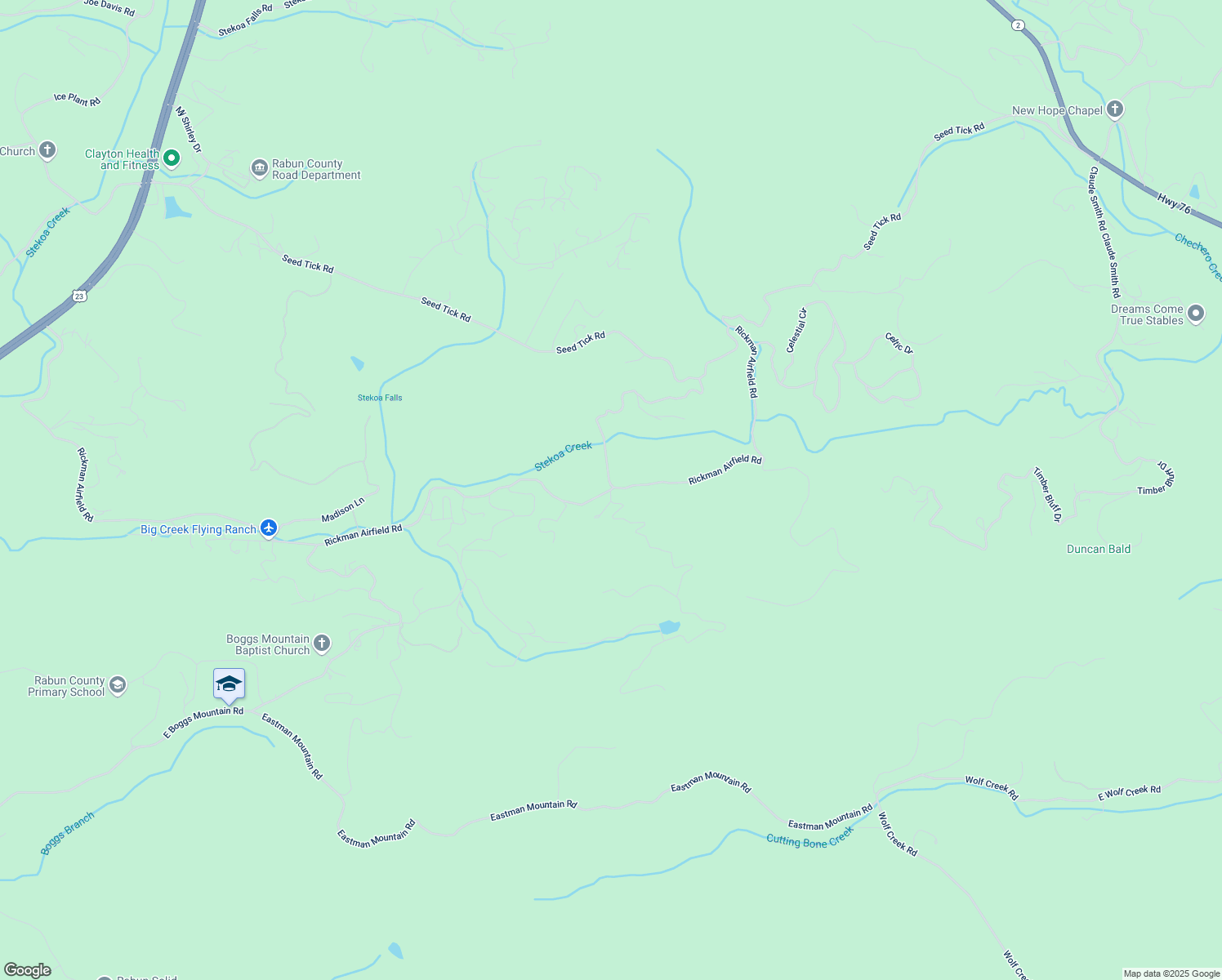 map of restaurants, bars, coffee shops, grocery stores, and more near 0 Hunter Ridge Trail in Clayton
