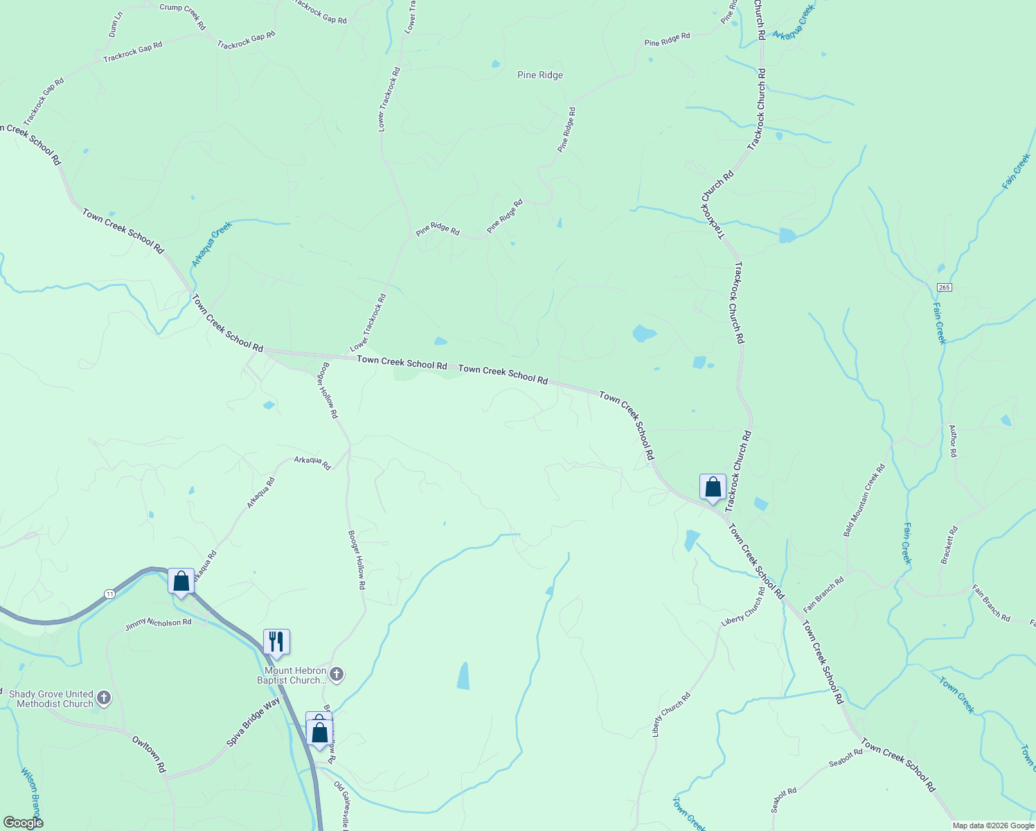 map of restaurants, bars, coffee shops, grocery stores, and more near 2880 Wildwood Brook in Blairsville