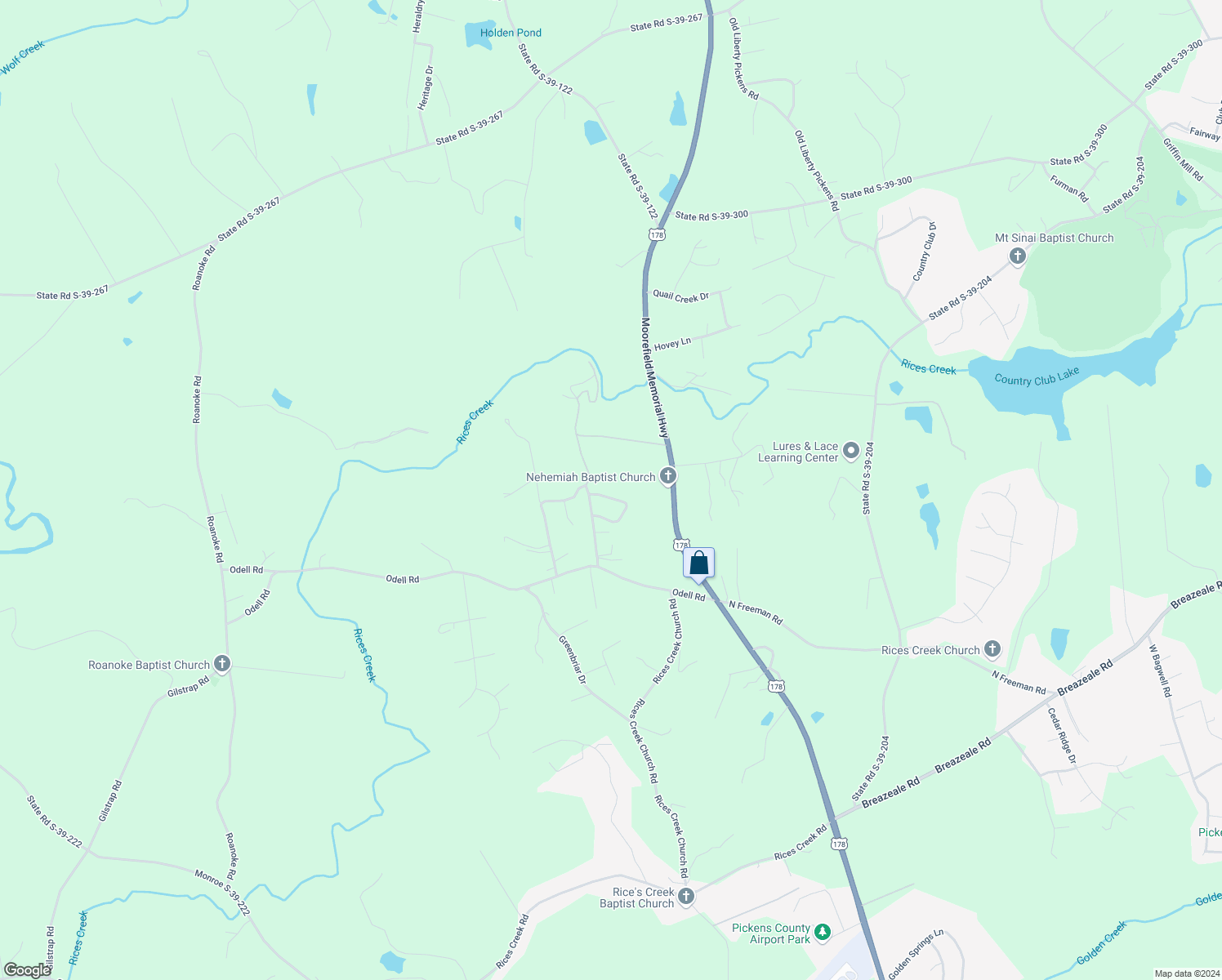 map of restaurants, bars, coffee shops, grocery stores, and more near 107 Brianne Lane in Liberty