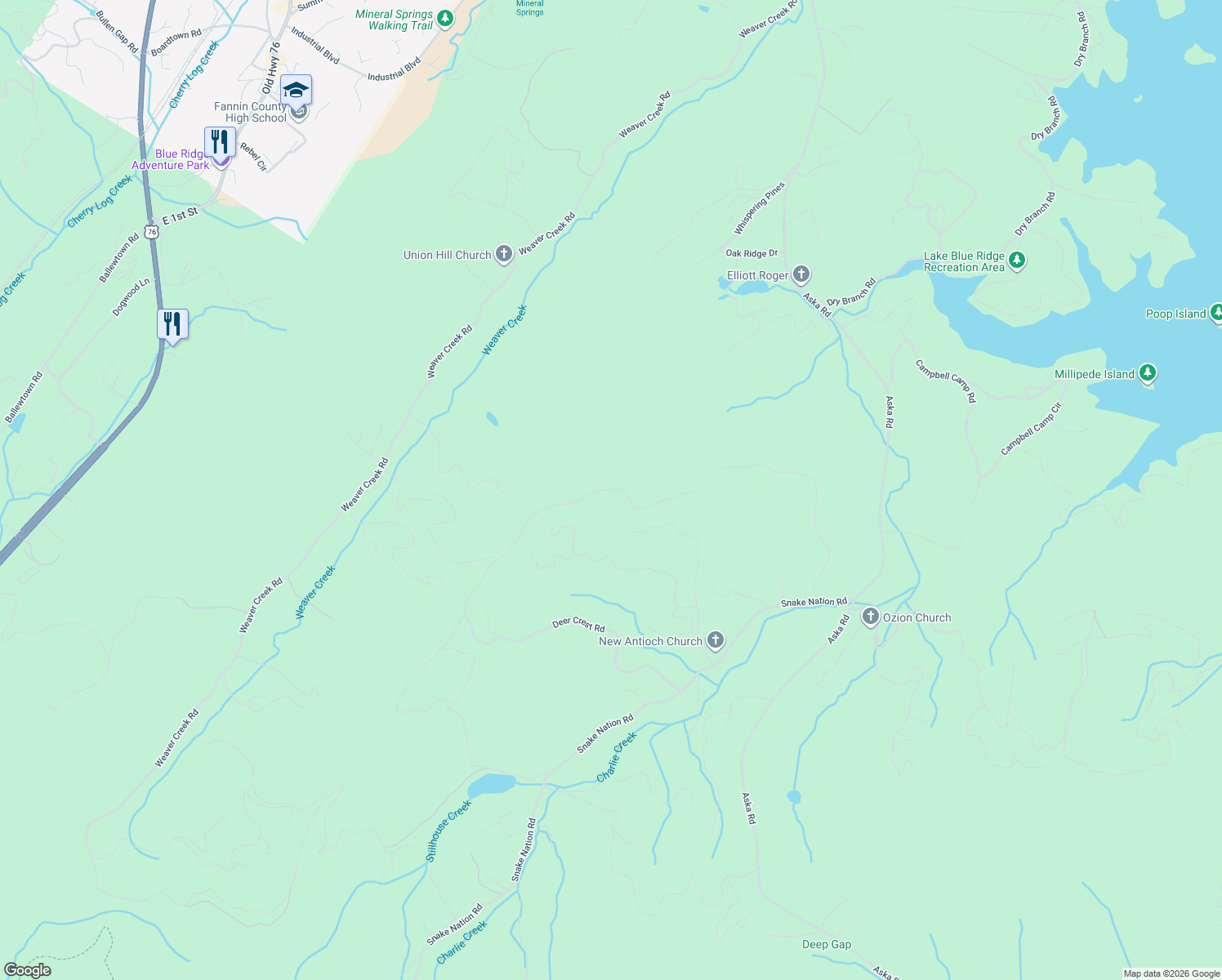 map of restaurants, bars, coffee shops, grocery stores, and more near 785 Deer Crest Overlook in Blue Ridge