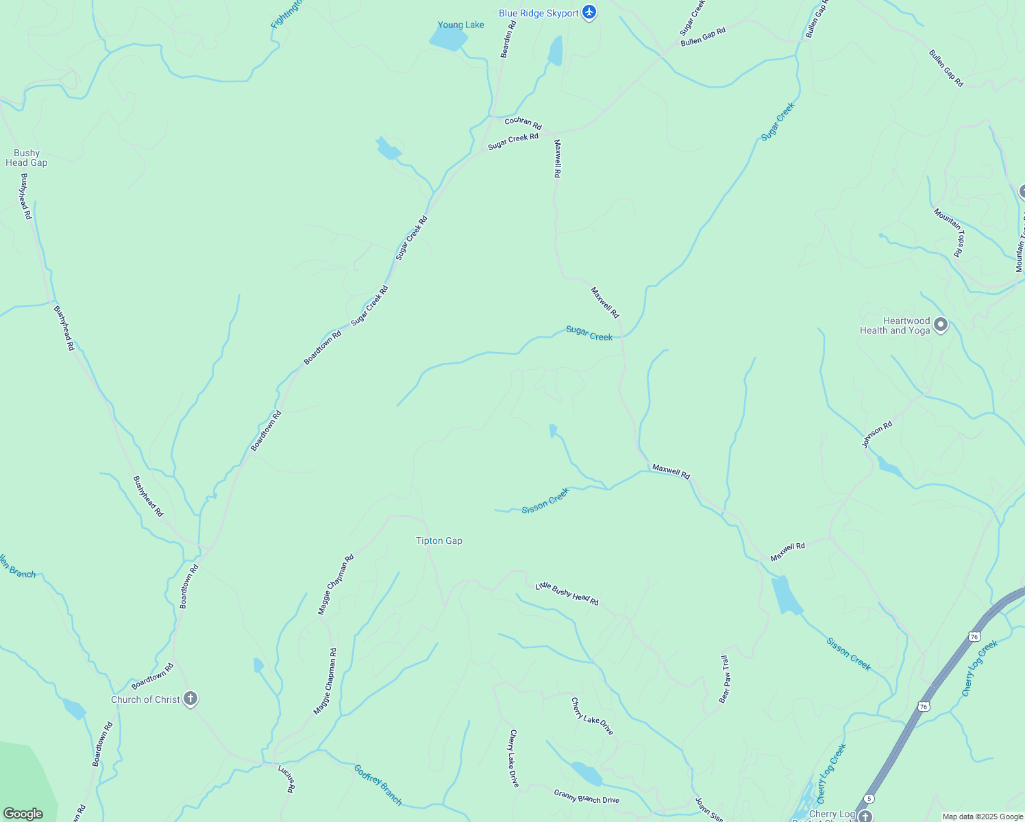 map of restaurants, bars, coffee shops, grocery stores, and more near 851 N Moreland Dr in Blue Ridge