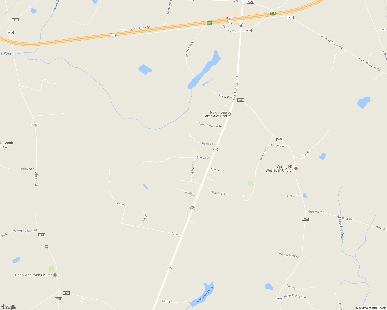 map of restaurants, bars, coffee shops, grocery stores, and more near 107 Summer Drive in Hamlet