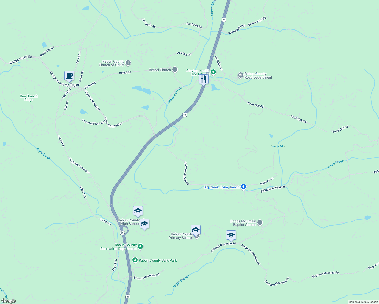 map of restaurants, bars, coffee shops, grocery stores, and more near 41 Shooting Star Lane in Clayton