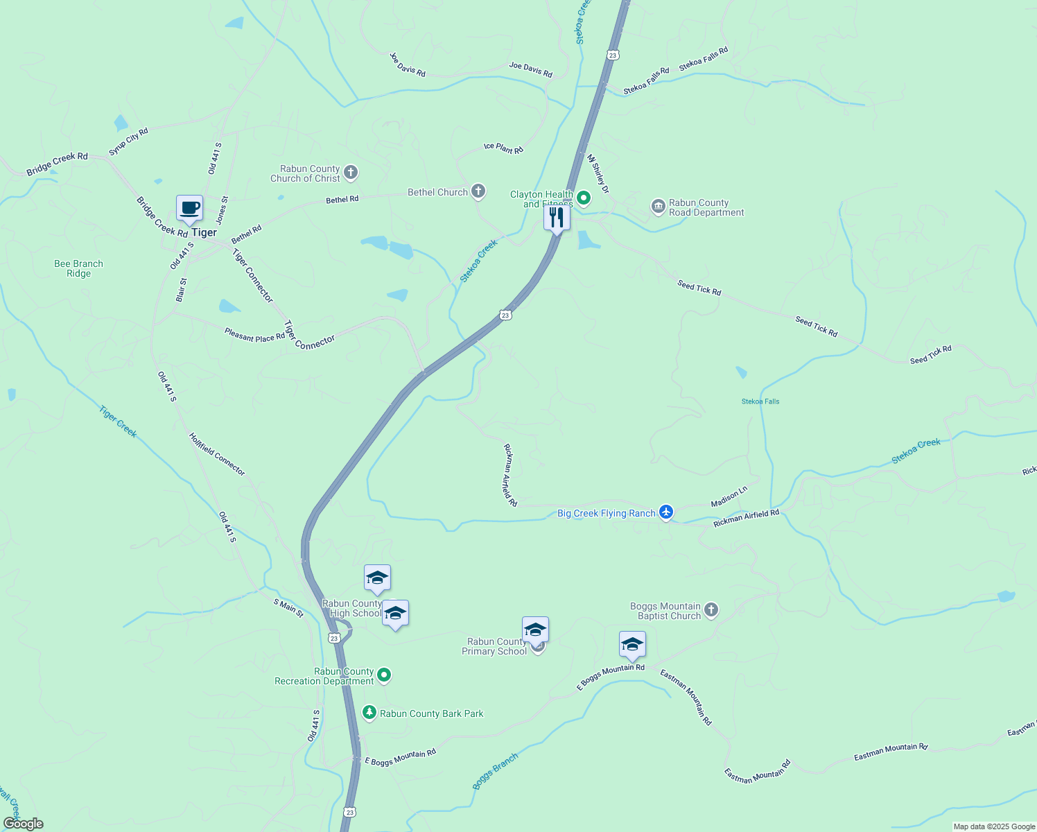 map of restaurants, bars, coffee shops, grocery stores, and more near 41 Shooting Star Lane in Clayton