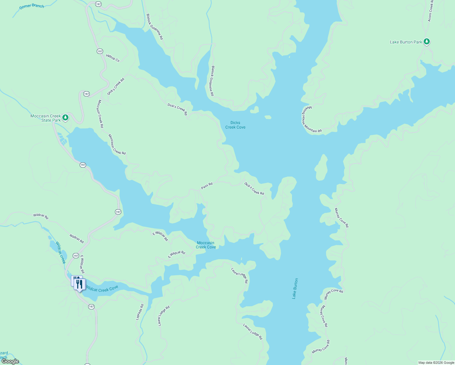 map of restaurants, bars, coffee shops, grocery stores, and more near 1901 Dick's Creek Road in Clarkesville