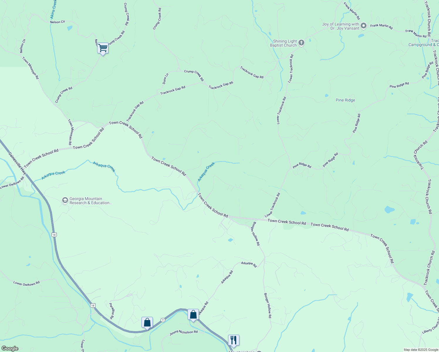 map of restaurants, bars, coffee shops, grocery stores, and more near 2933 Picklesimer Road in Blairsville