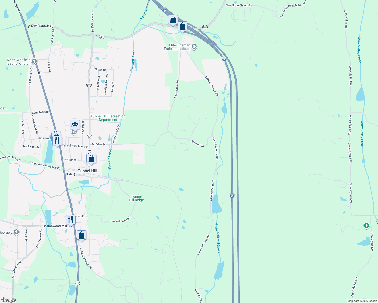 map of restaurants, bars, coffee shops, grocery stores, and more near 300 Hermitage in Tunnel Hill