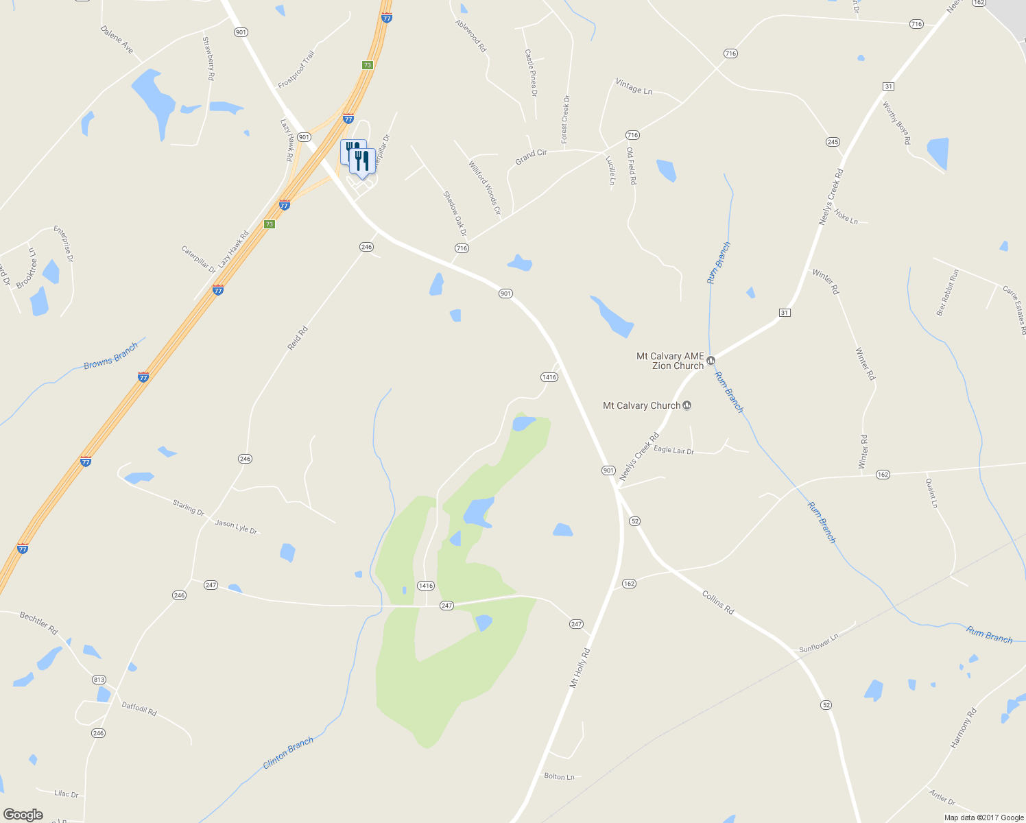 map of restaurants, bars, coffee shops, grocery stores, and more near 3005 Pinetuck Lane in Rock Hill