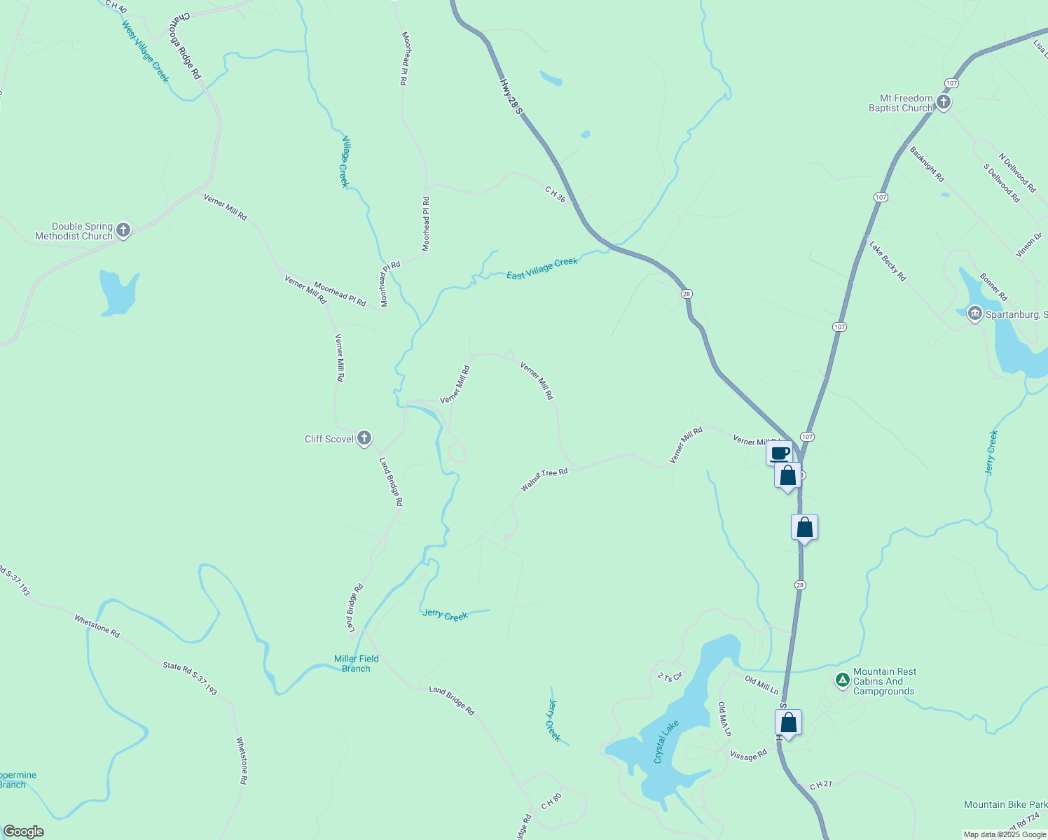 map of restaurants, bars, coffee shops, grocery stores, and more near 190 Crab Apple Mountain Drive in Mountain Rest
