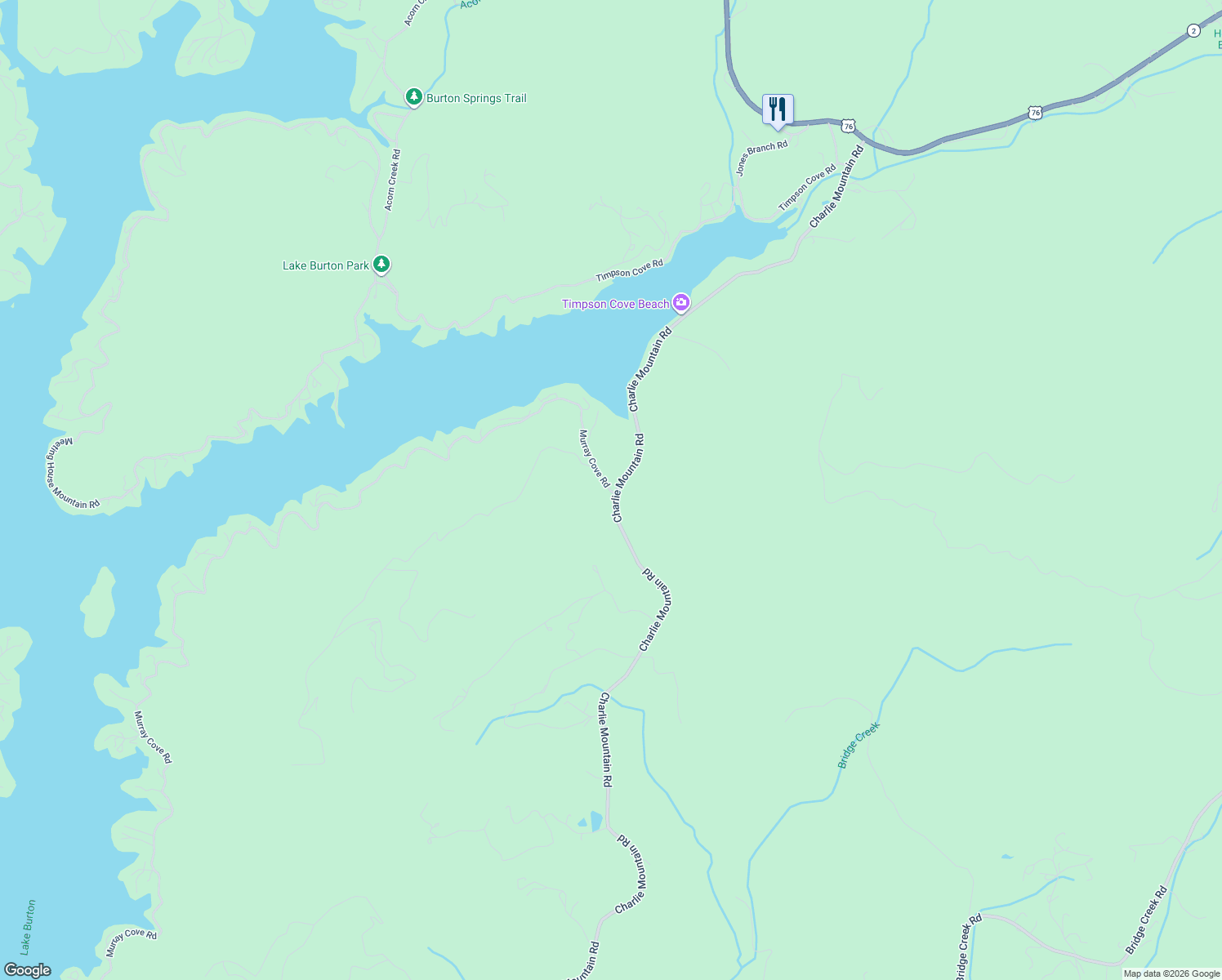 map of restaurants, bars, coffee shops, grocery stores, and more near 2156 Murray Cove Rd in Tiger