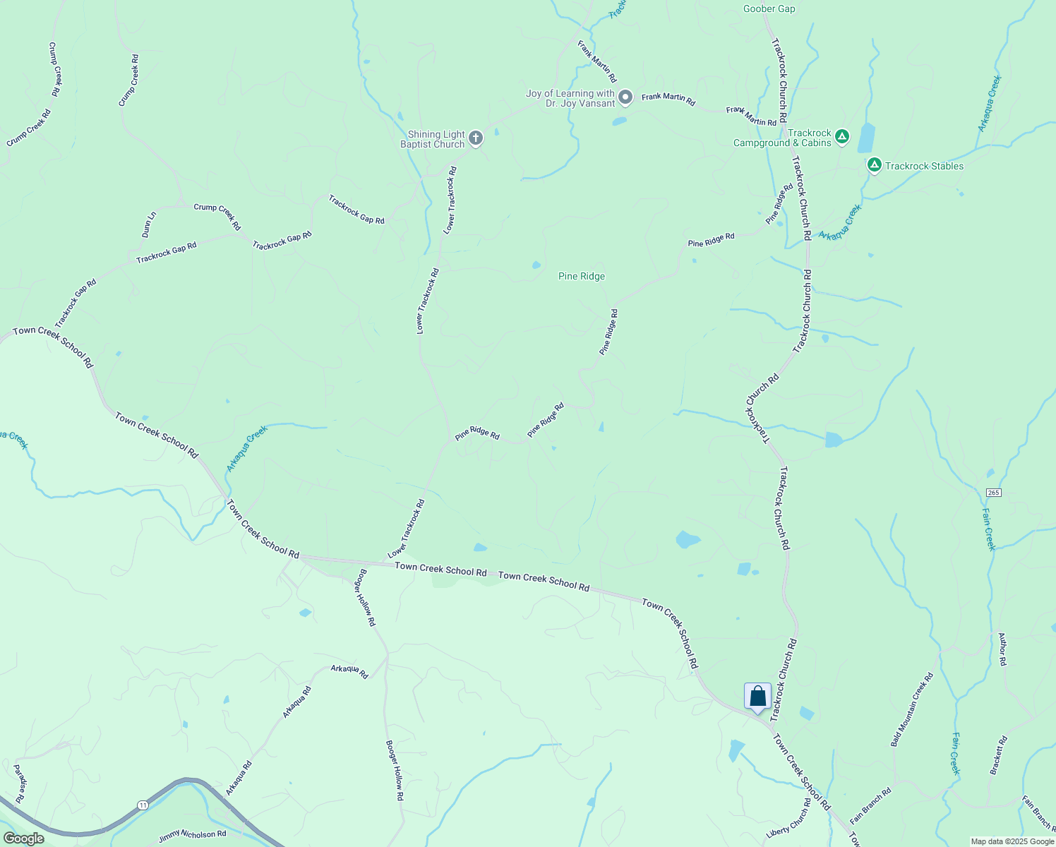 map of restaurants, bars, coffee shops, grocery stores, and more near 371 Pine Ridge Road in Blairsville