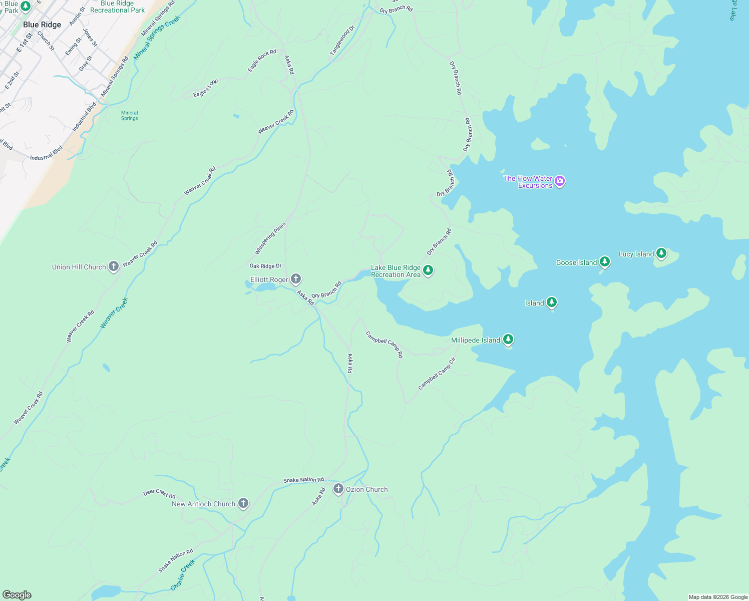 map of restaurants, bars, coffee shops, grocery stores, and more near 271 Pine Cone Road in Blue Ridge