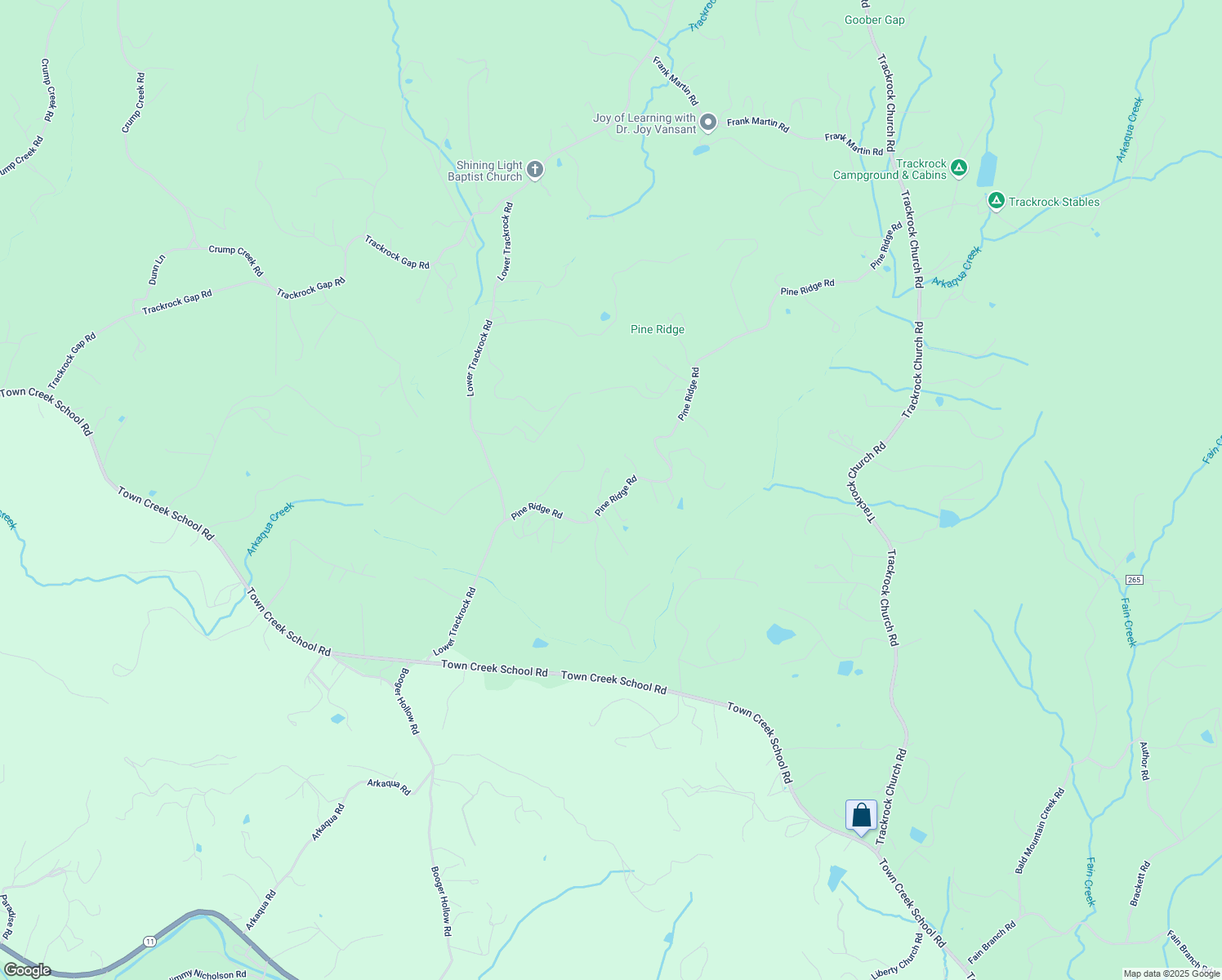 map of restaurants, bars, coffee shops, grocery stores, and more near 371 Pine Ridge Road in Blairsville