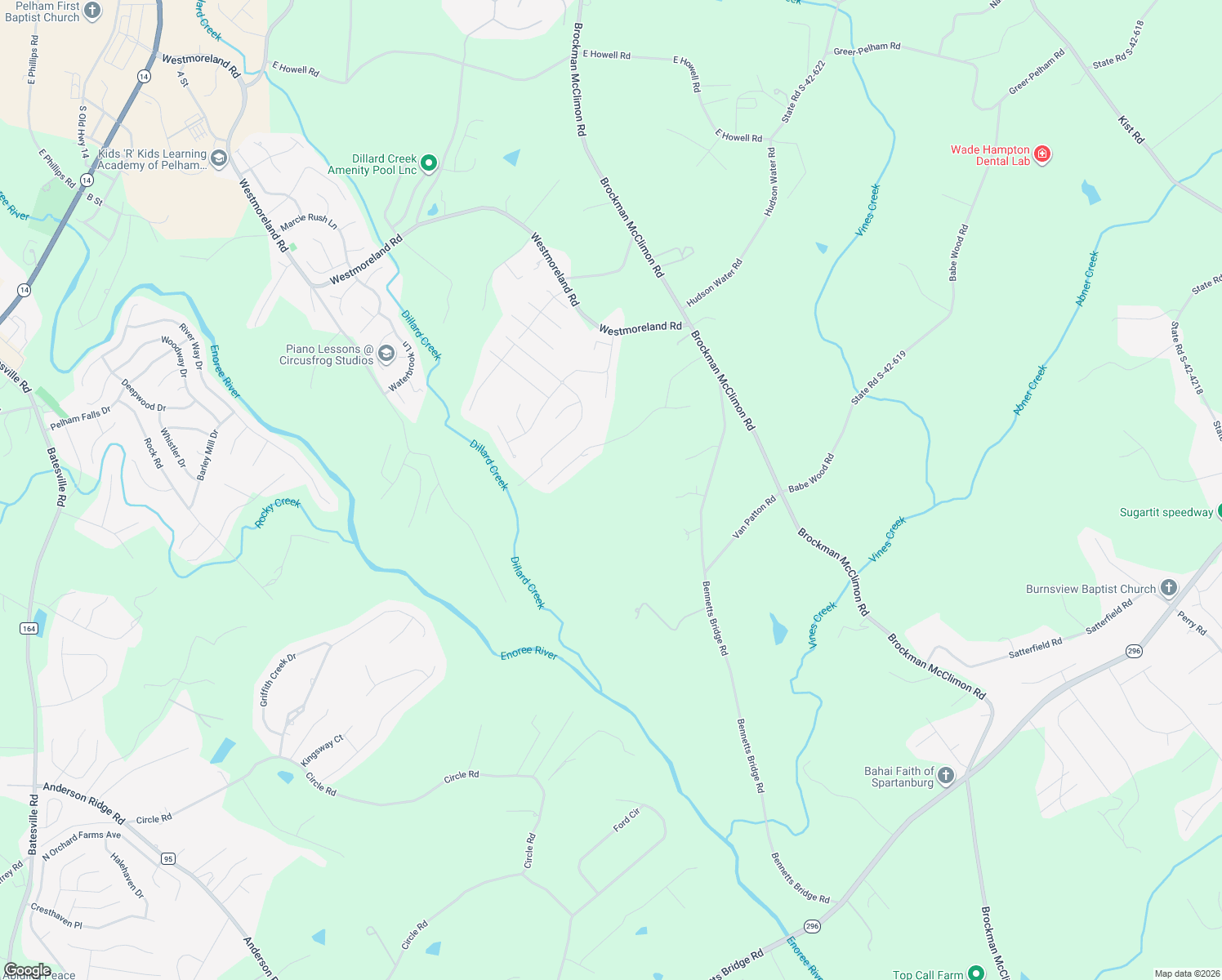 map of restaurants, bars, coffee shops, grocery stores, and more near 211 Byars Street in Greer