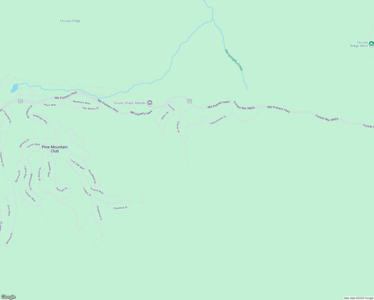 map of restaurants, bars, coffee shops, grocery stores, and more near 2116 Glacier Drive in Frazier Park
