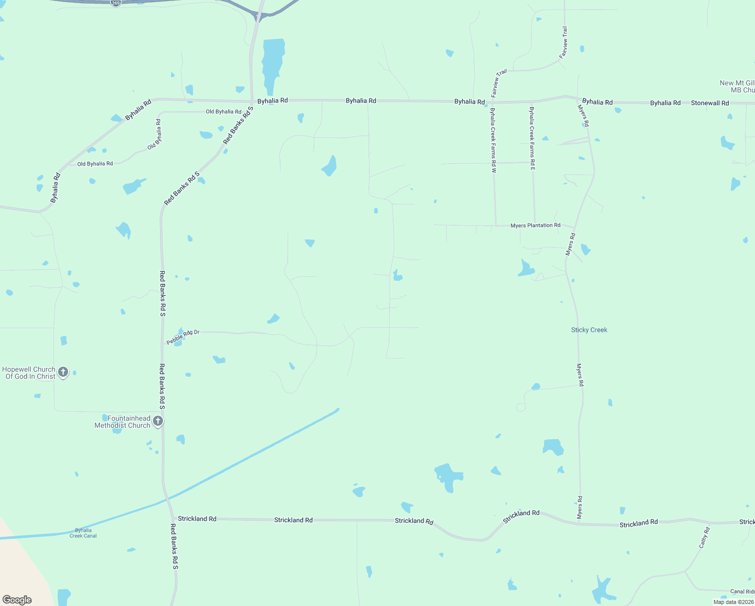 map of restaurants, bars, coffee shops, grocery stores, and more near 981 Louise Road in Byhalia