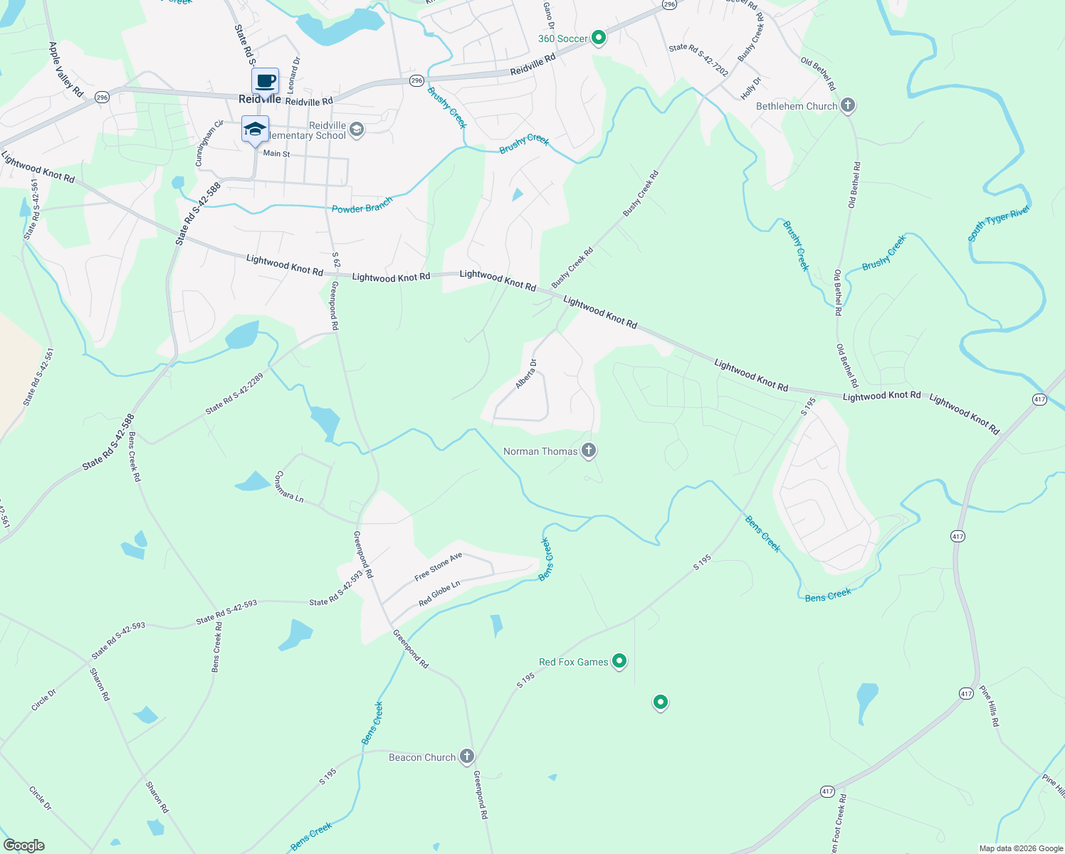 map of restaurants, bars, coffee shops, grocery stores, and more near 262 Georgia Queen Drive in Woodruff