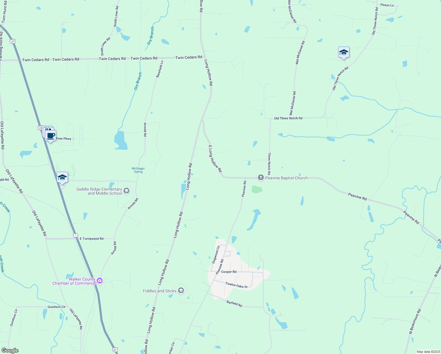 map of restaurants, bars, coffee shops, grocery stores, and more near 520 East Long Hollow Road in Rock Spring
