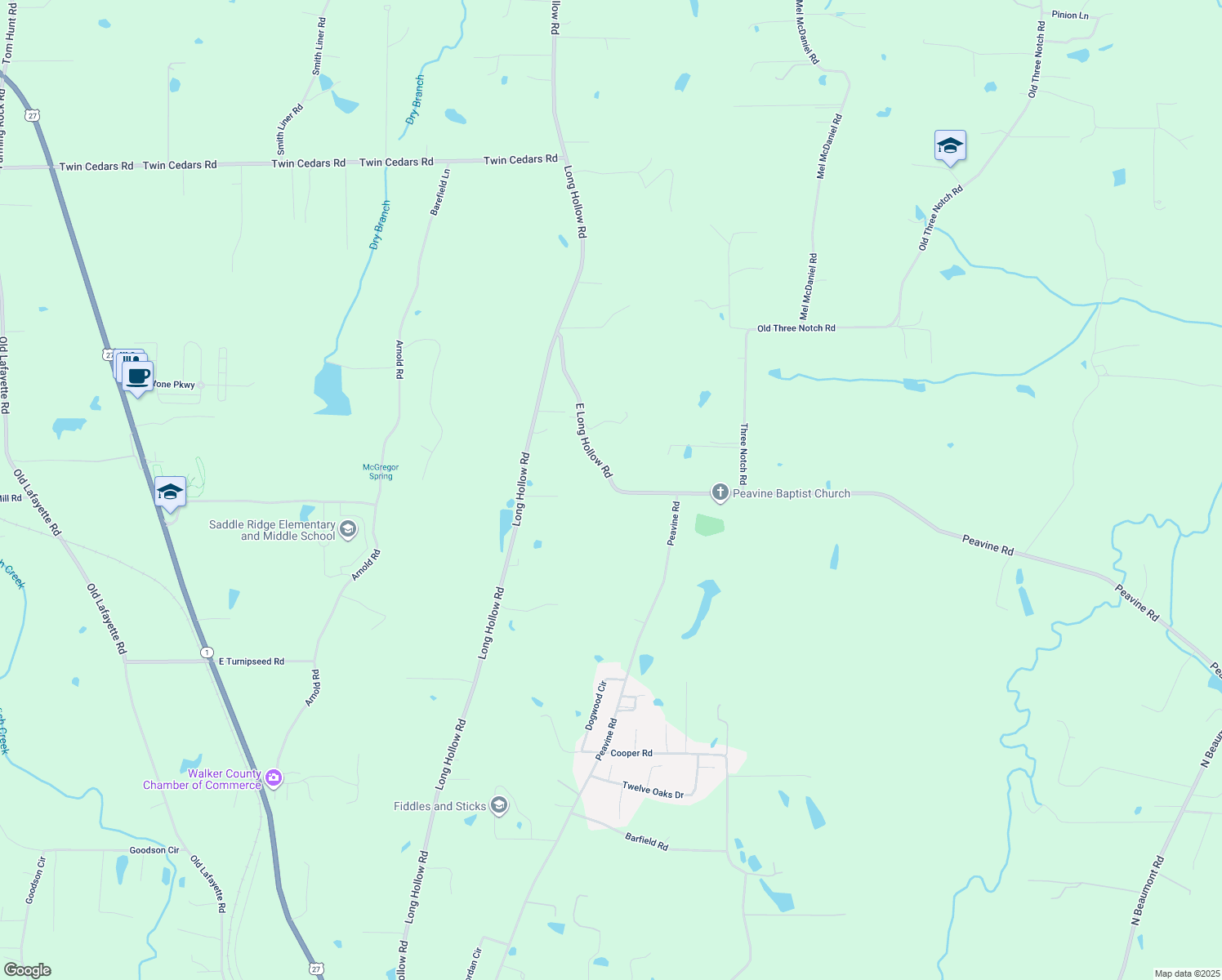map of restaurants, bars, coffee shops, grocery stores, and more near 520 East Long Hollow Road in Rock Spring