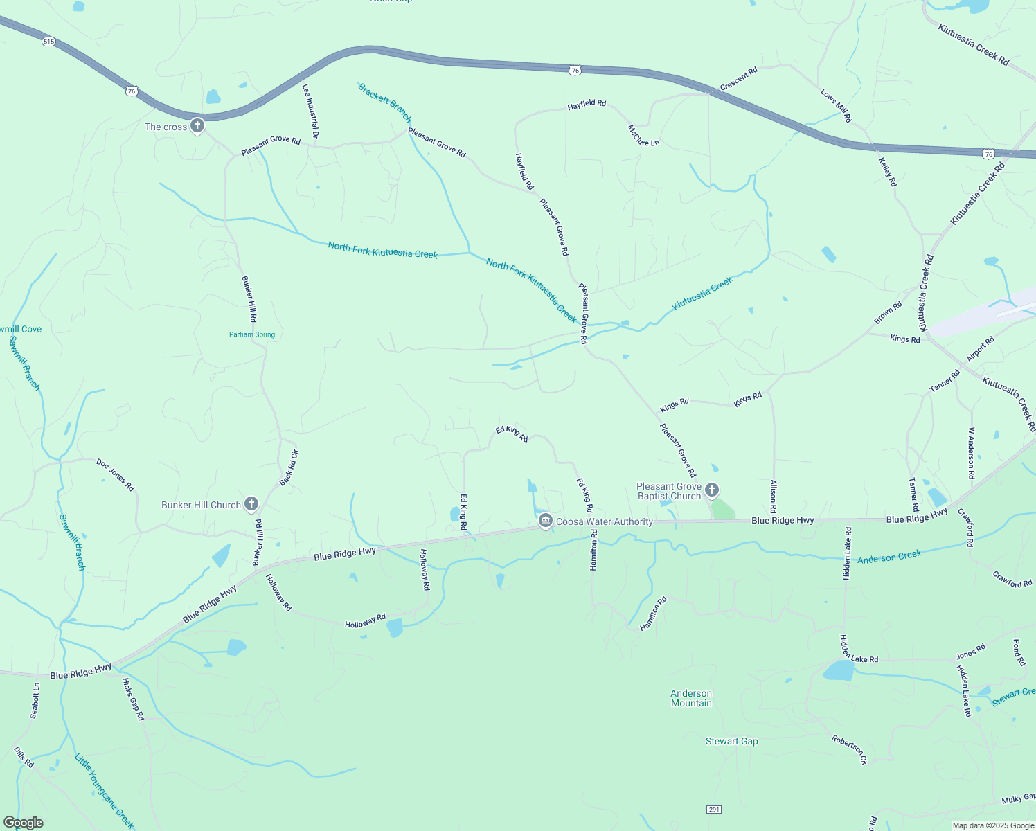 map of restaurants, bars, coffee shops, grocery stores, and more near 2073 Ed King Road in Blairsville