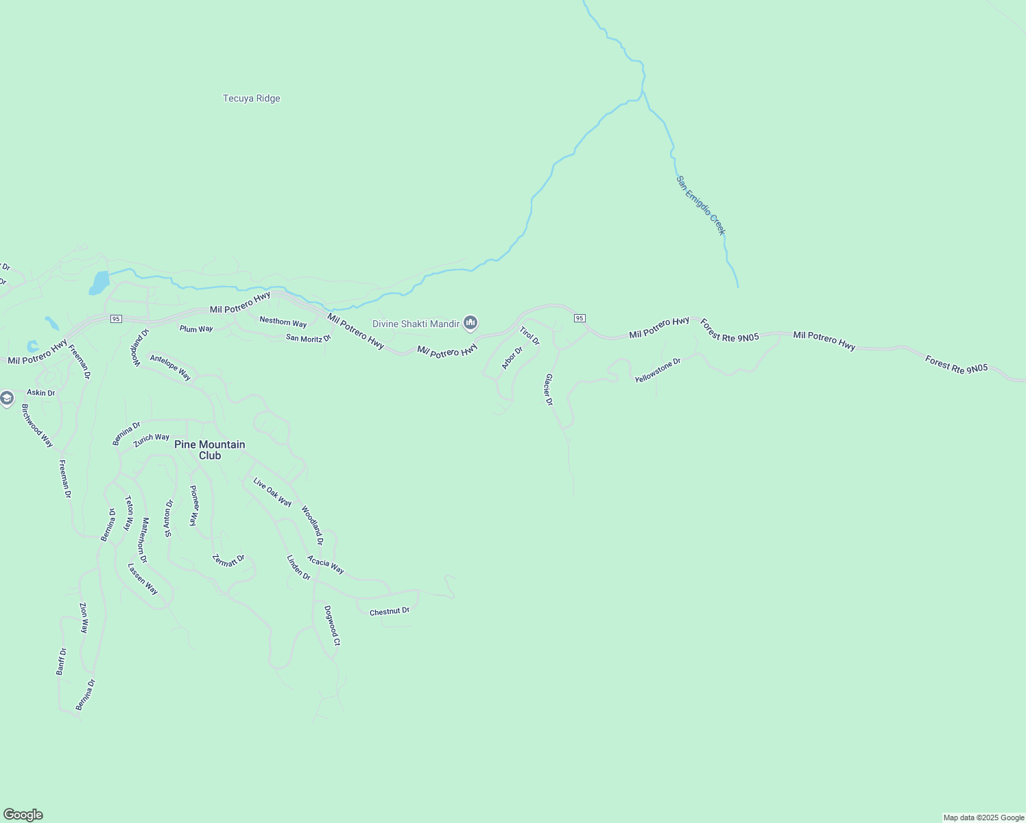 map of restaurants, bars, coffee shops, grocery stores, and more near 2308 Tirol Drive in Frazier Park