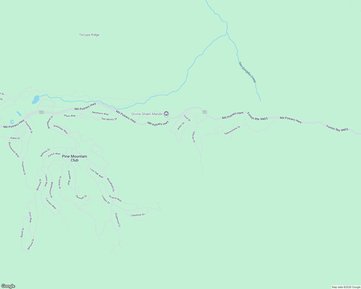 map of restaurants, bars, coffee shops, grocery stores, and more near 2308 Tirol Drive in Frazier Park