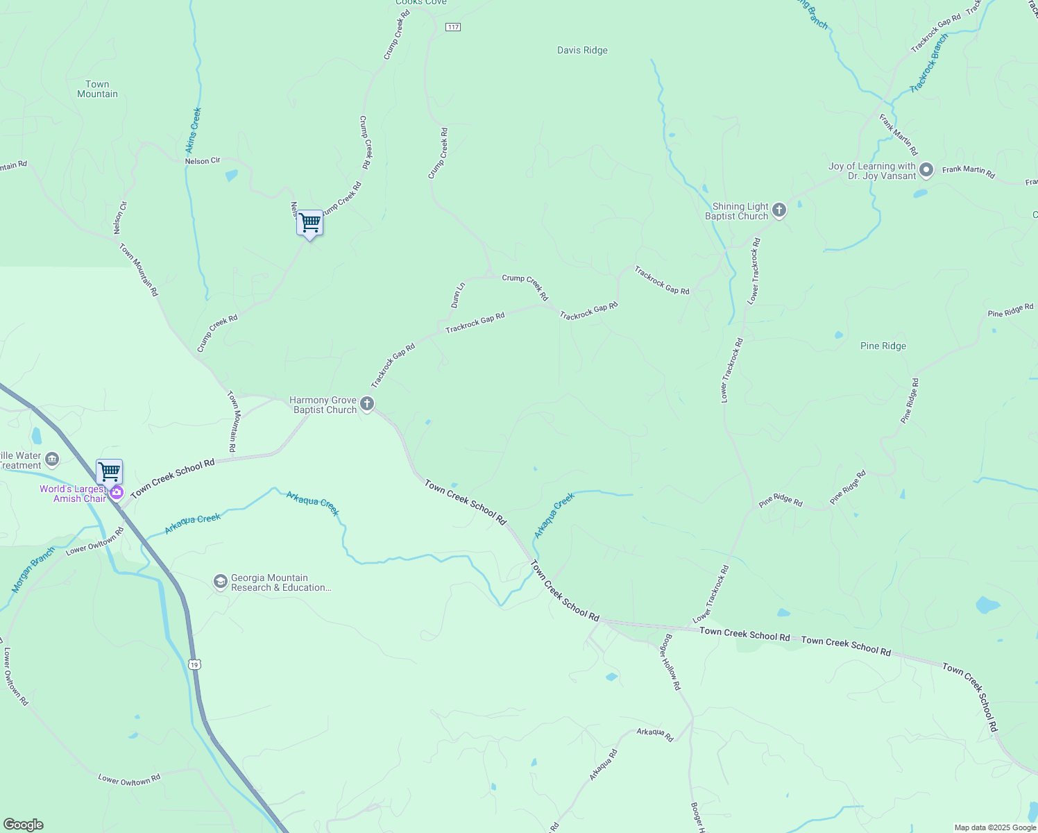 map of restaurants, bars, coffee shops, grocery stores, and more near 325 Honeysuckle Lane in Blairsville