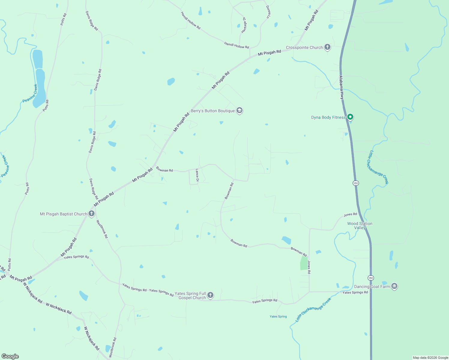 map of restaurants, bars, coffee shops, grocery stores, and more near 618 Bowman Road in Ringgold