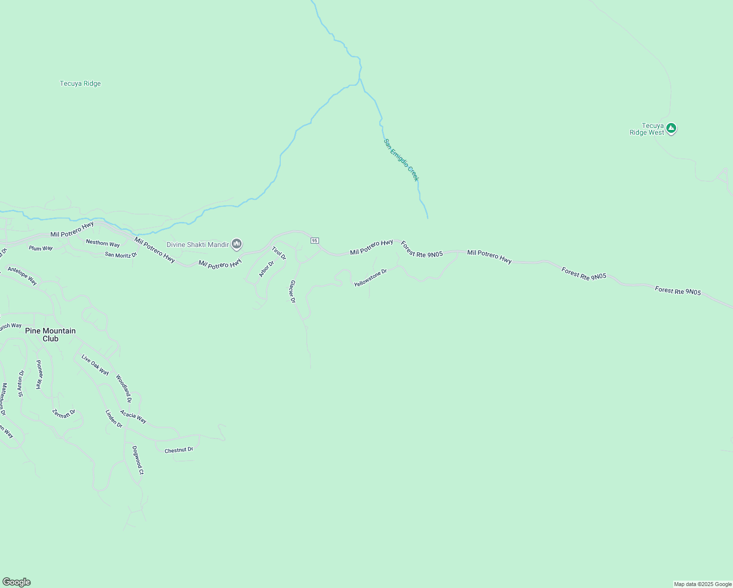 map of restaurants, bars, coffee shops, grocery stores, and more near 2405 Yellowstone Court in Frazier Park