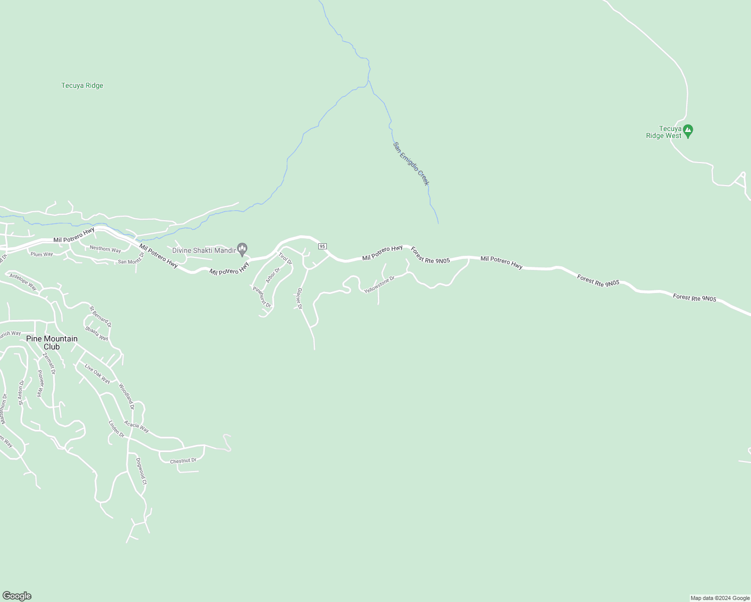 map of restaurants, bars, coffee shops, grocery stores, and more near 2405 Yellowstone Court in Frazier Park