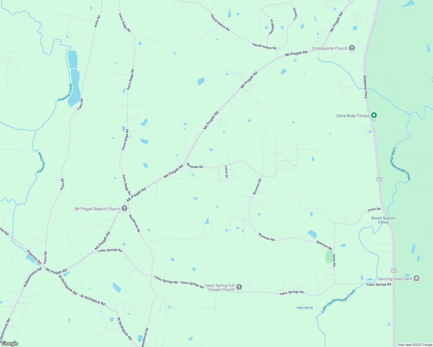 map of restaurants, bars, coffee shops, grocery stores, and more near 234 Bowman Road in Ringgold
