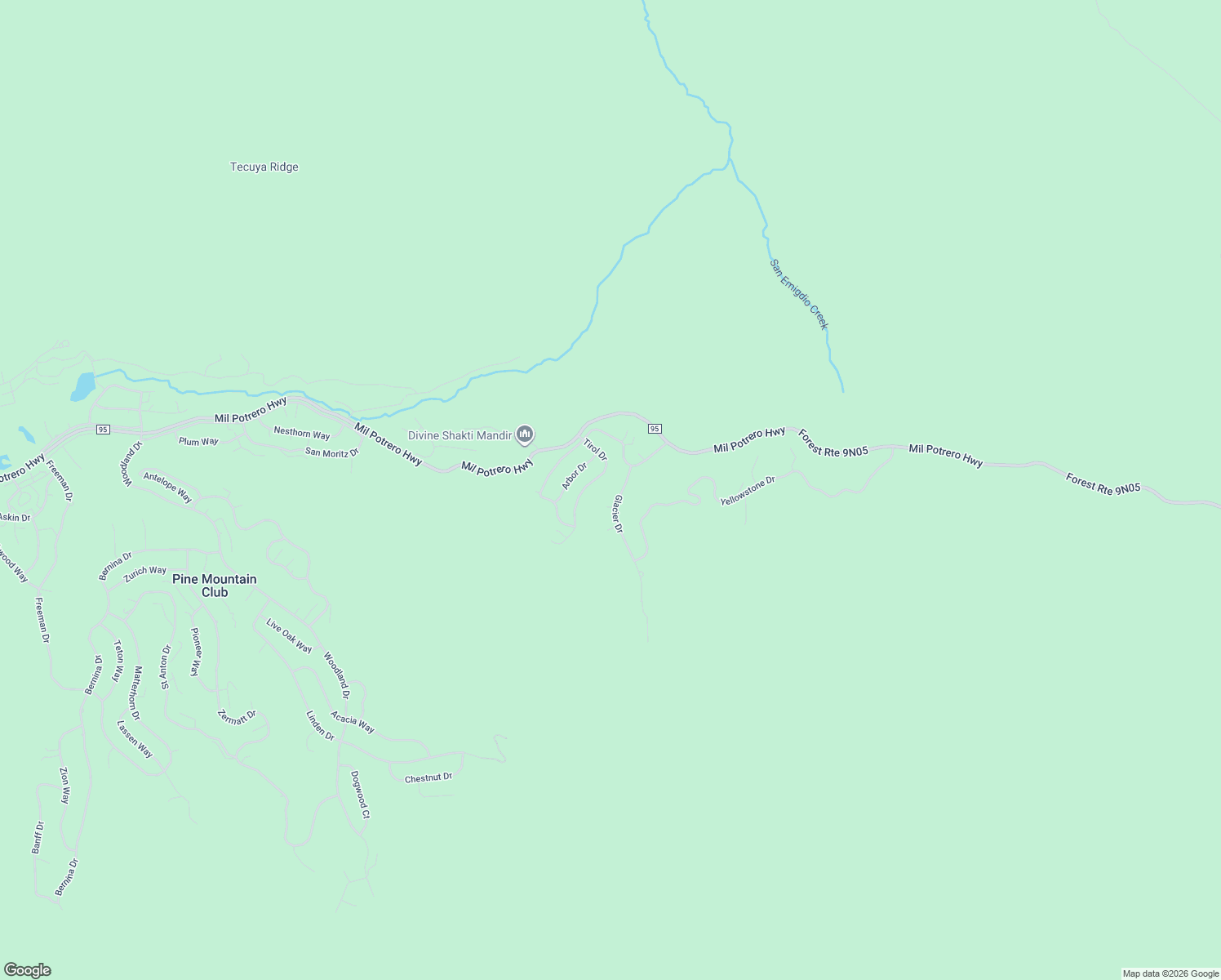 map of restaurants, bars, coffee shops, grocery stores, and more near 2505 Glacier Drive in Frazier Park