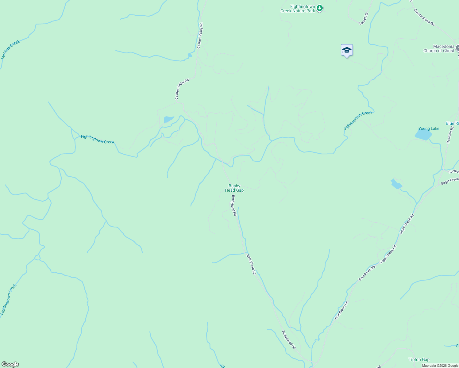 map of restaurants, bars, coffee shops, grocery stores, and more near 169 Bushyhead Road in Cherry Log