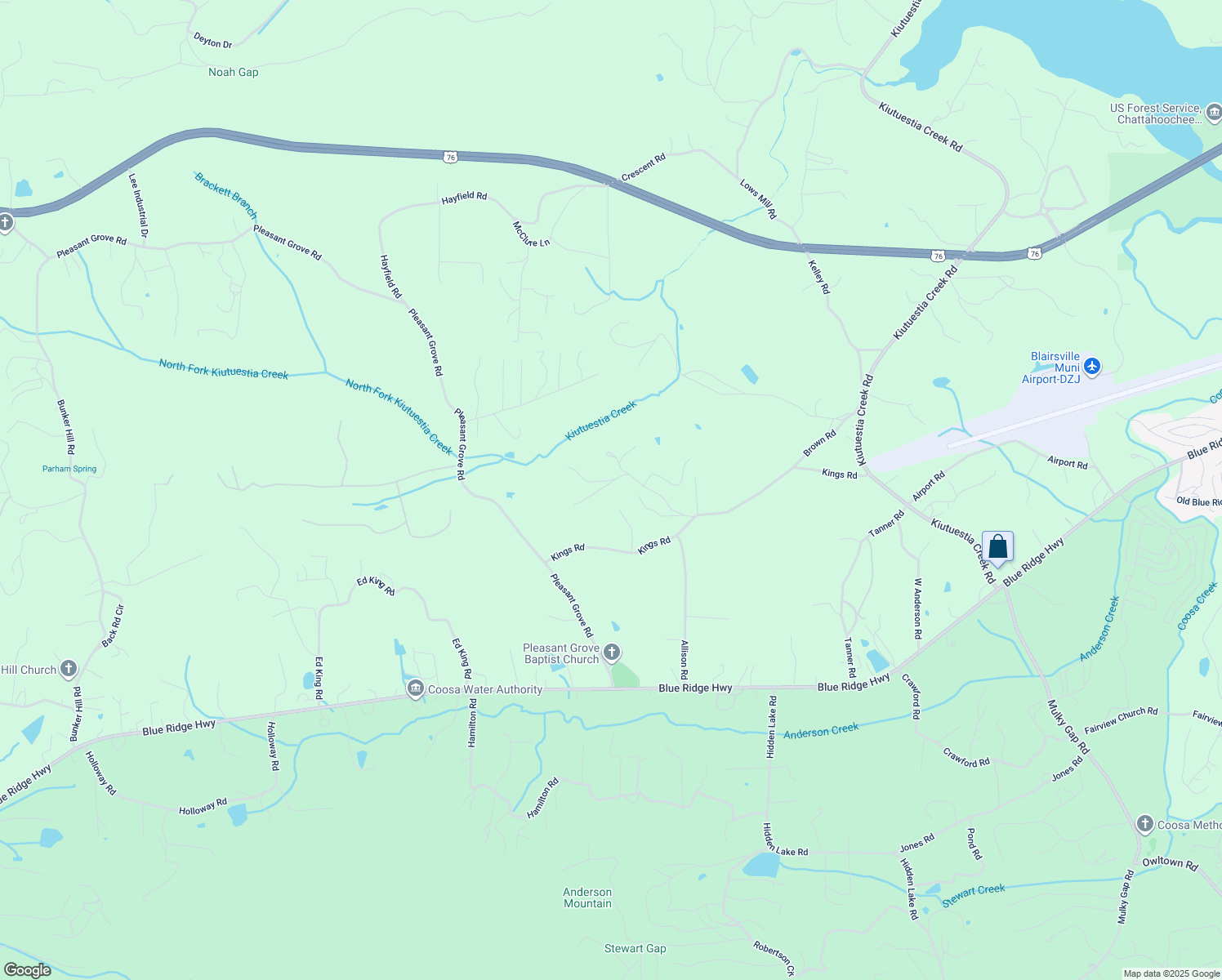 map of restaurants, bars, coffee shops, grocery stores, and more near 329 Earl Patterson Road in Blairsville
