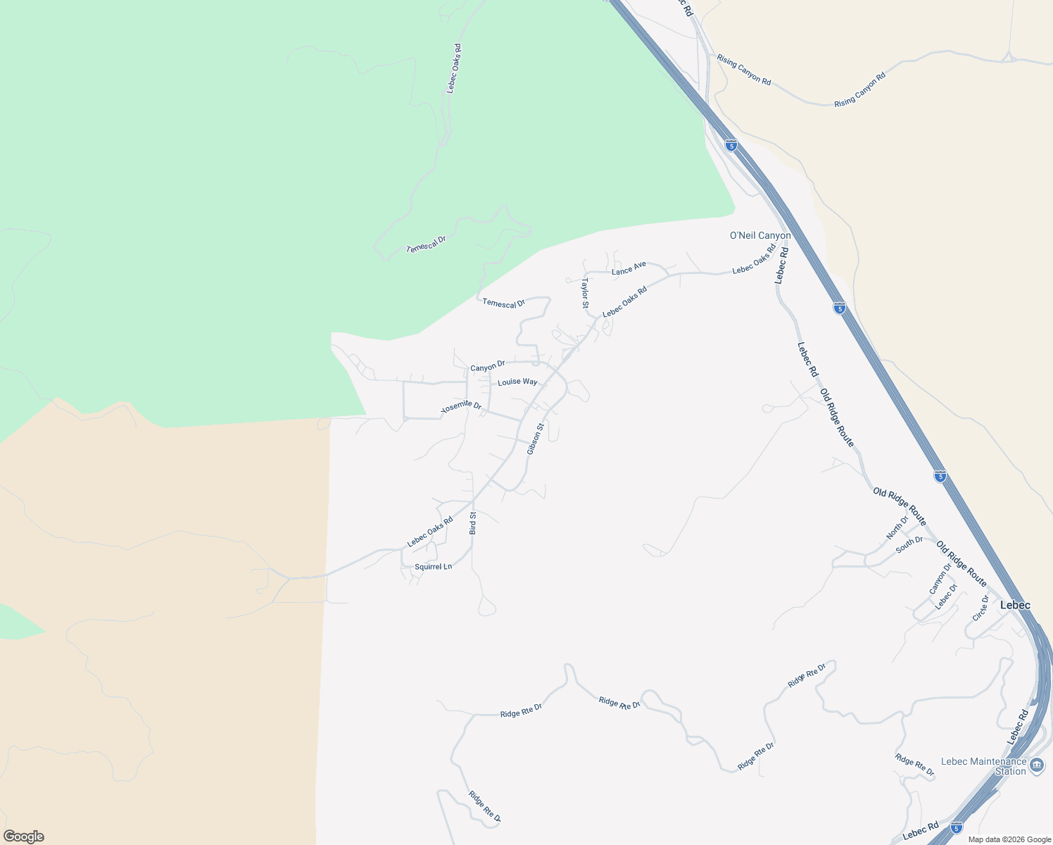 map of restaurants, bars, coffee shops, grocery stores, and more near 2717 Gibson Street in Lebec