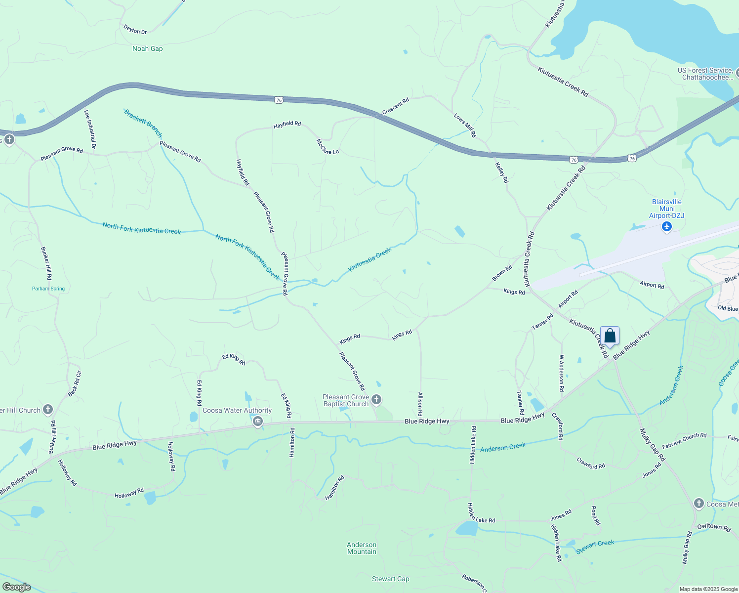 map of restaurants, bars, coffee shops, grocery stores, and more near 329 Earl Patterson Road in Blairsville