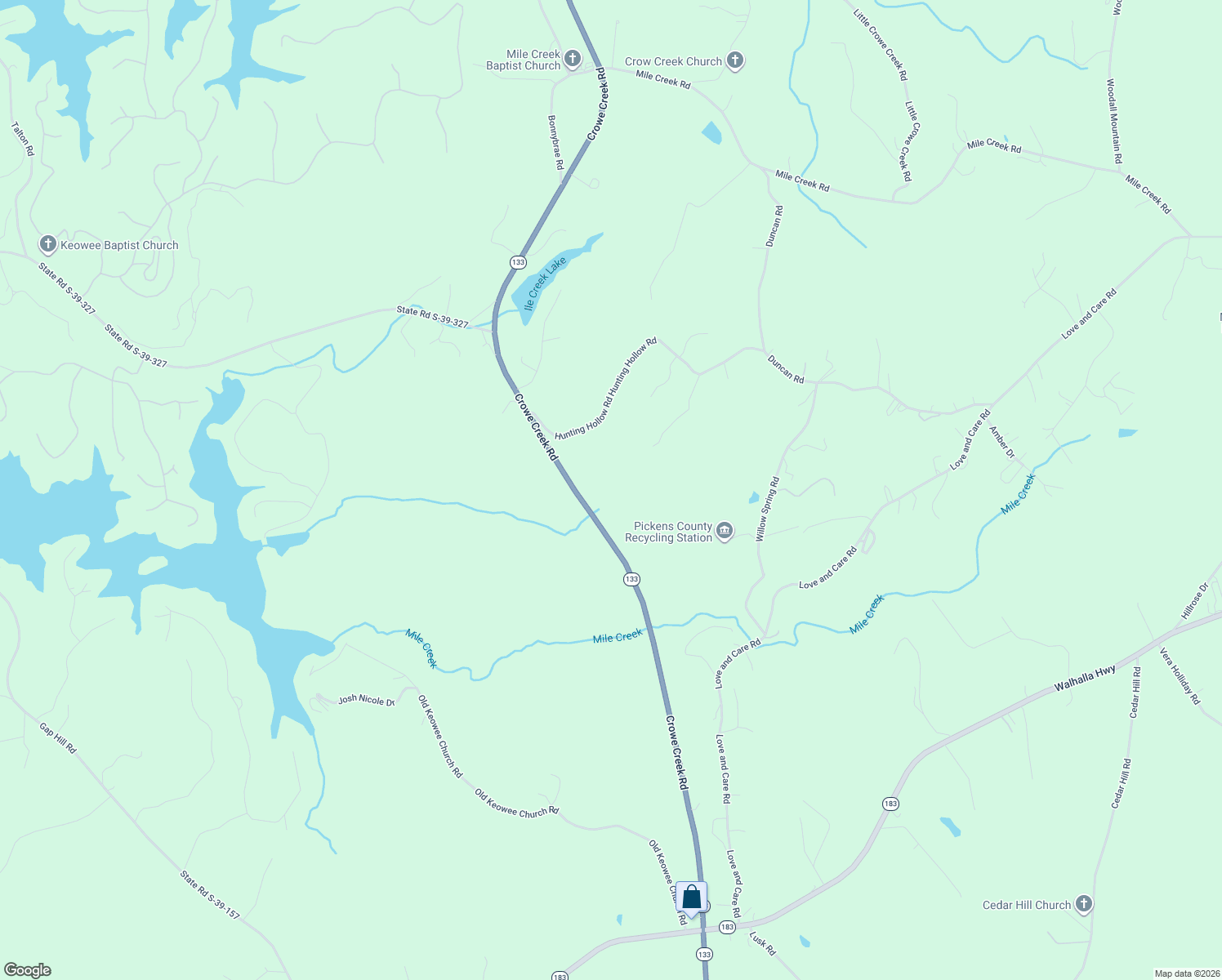 map of restaurants, bars, coffee shops, grocery stores, and more near 426 Crowe Creek Road in Six Mile