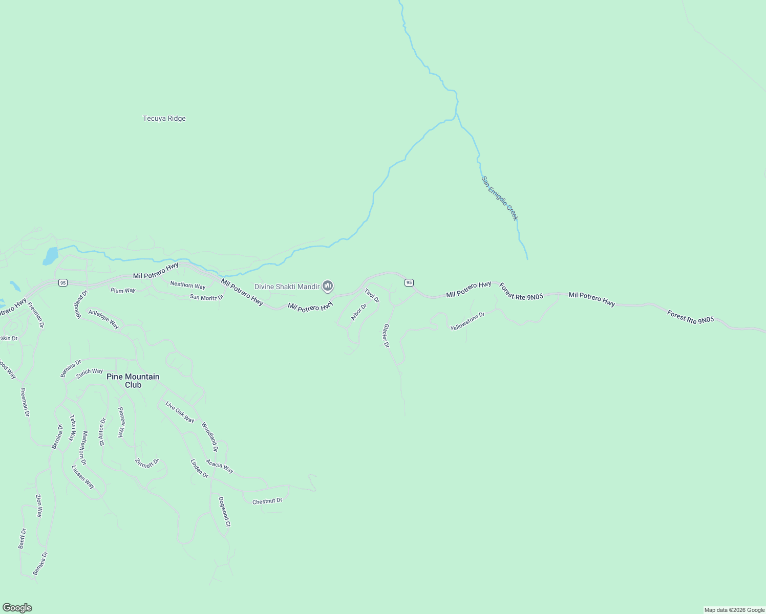 map of restaurants, bars, coffee shops, grocery stores, and more near 2608 Tirol Drive in Frazier Park