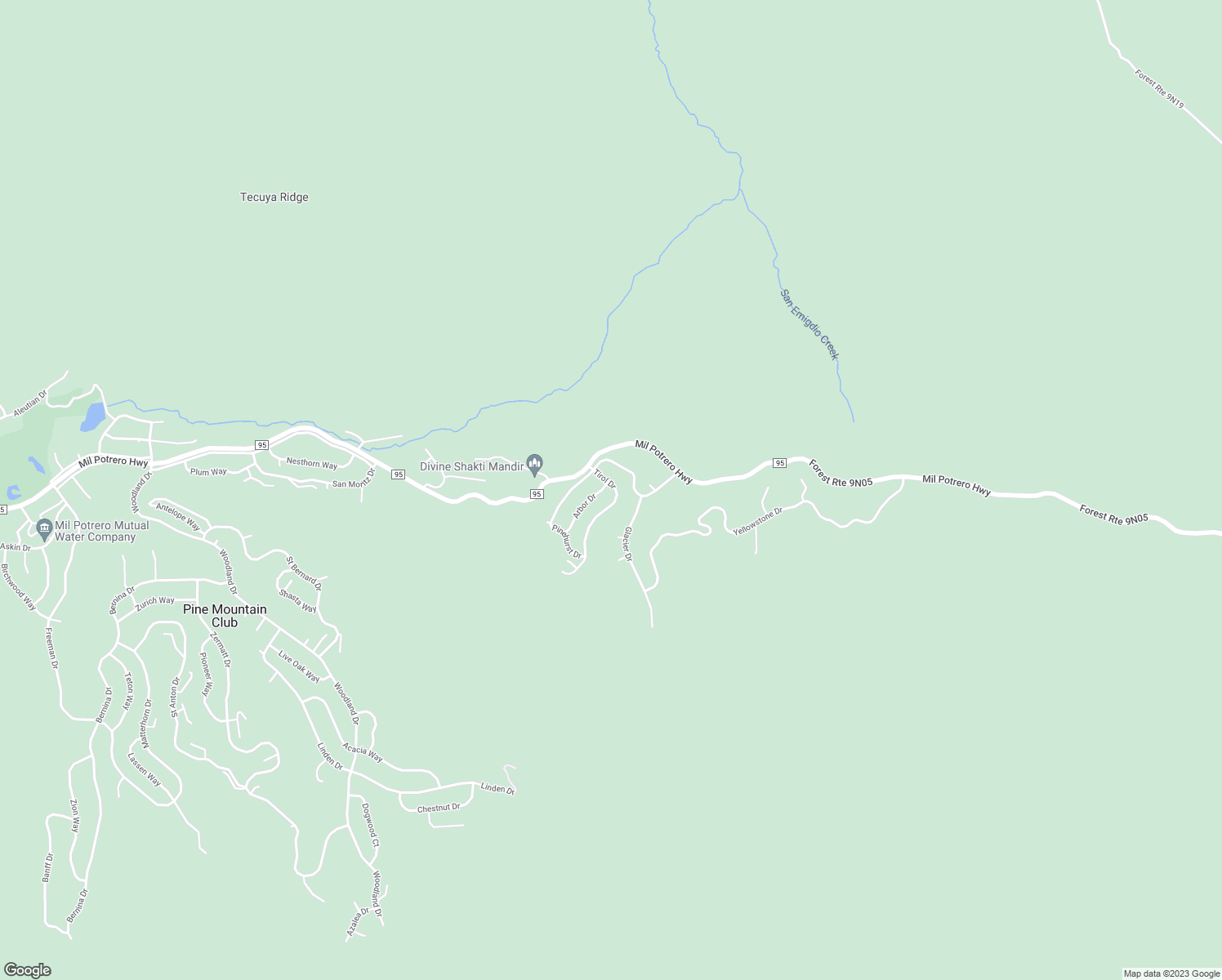 map of restaurants, bars, coffee shops, grocery stores, and more near 2612 Arbor Drive in Frazier Park
