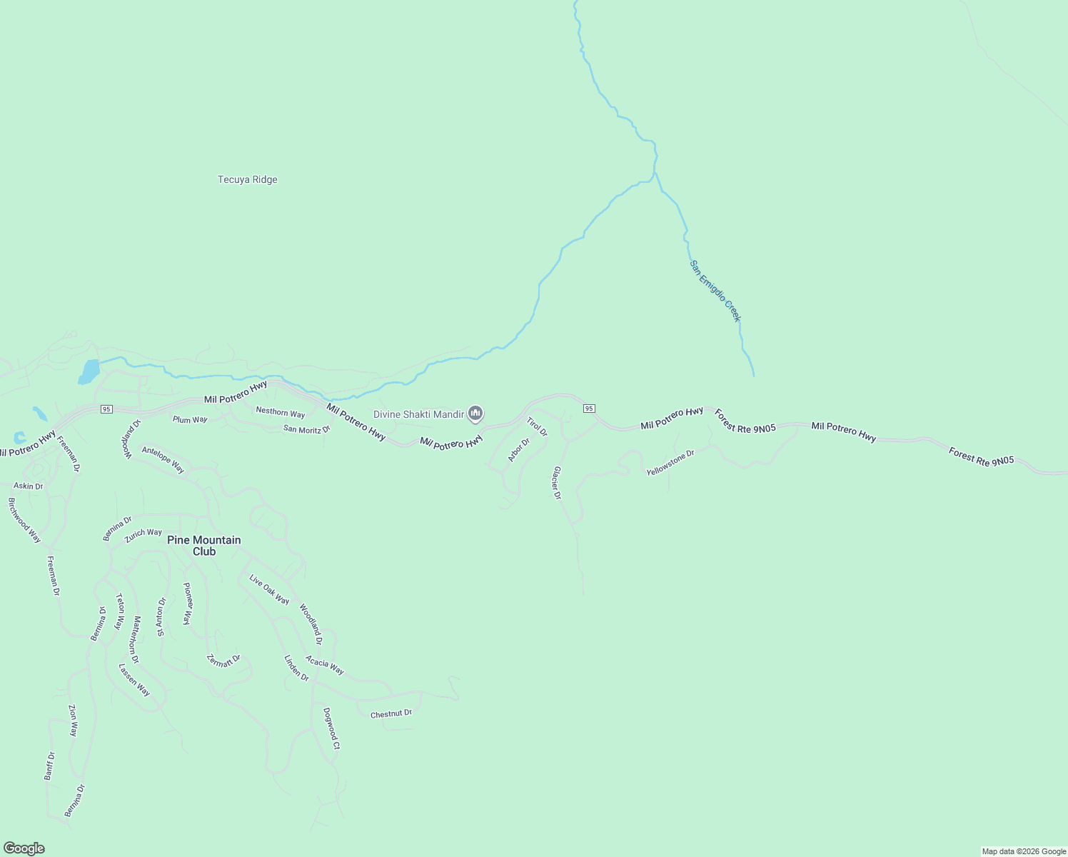 map of restaurants, bars, coffee shops, grocery stores, and more near 2617 Arbor Drive in Frazier Park