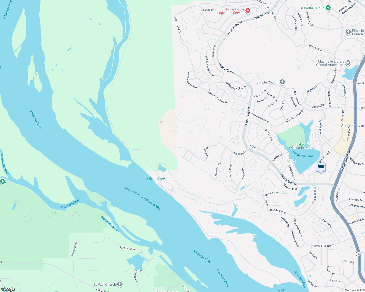 map of restaurants, bars, coffee shops, grocery stores, and more near 154 Oneida Way in Maumelle