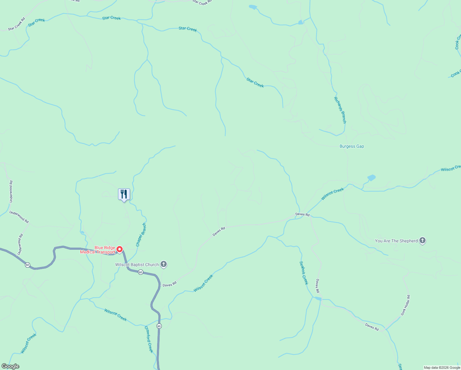 map of restaurants, bars, coffee shops, grocery stores, and more near 74 Shepherds Lane in Morganton