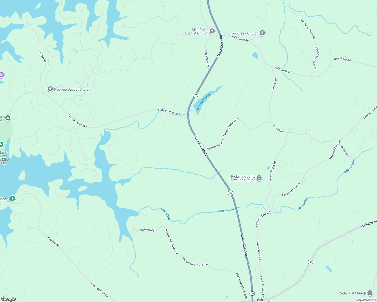 map of restaurants, bars, coffee shops, grocery stores, and more near 509 Crowe Creek Road in Six Mile