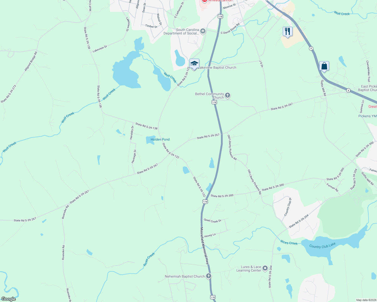 map of restaurants, bars, coffee shops, grocery stores, and more near 1932 Belle Shoals Road in Pickens