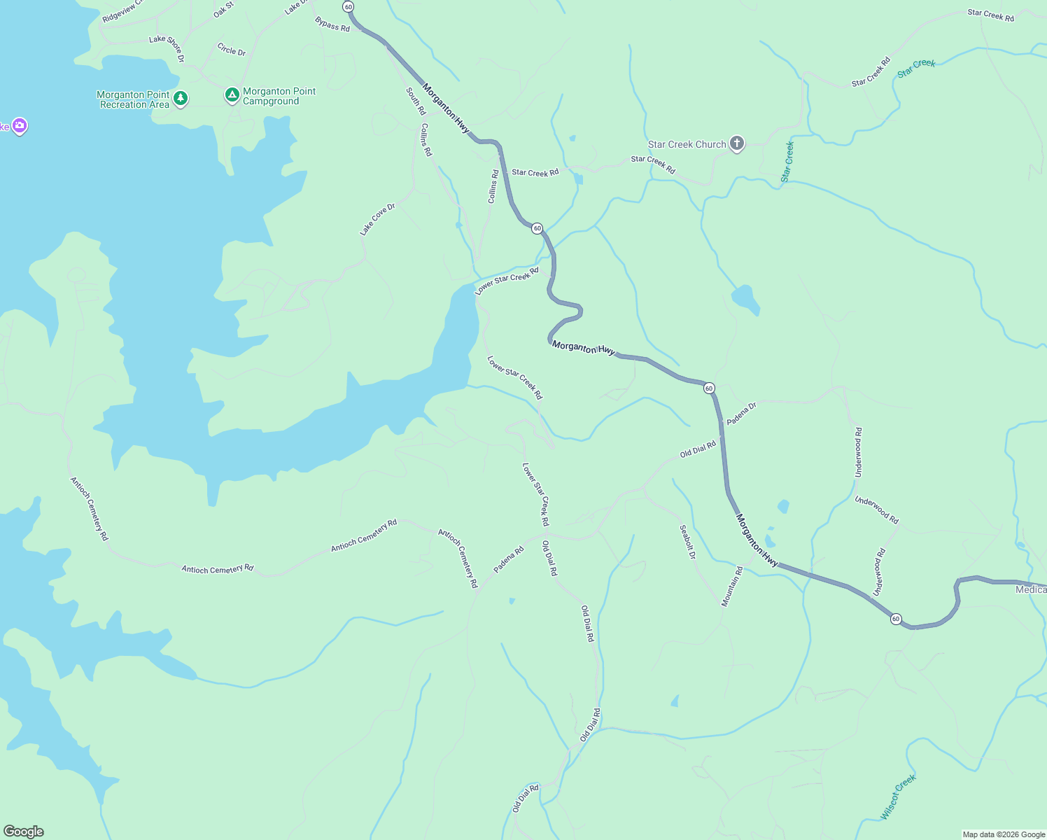 map of restaurants, bars, coffee shops, grocery stores, and more near 1259 Lower Star Creek Road in Morganton
