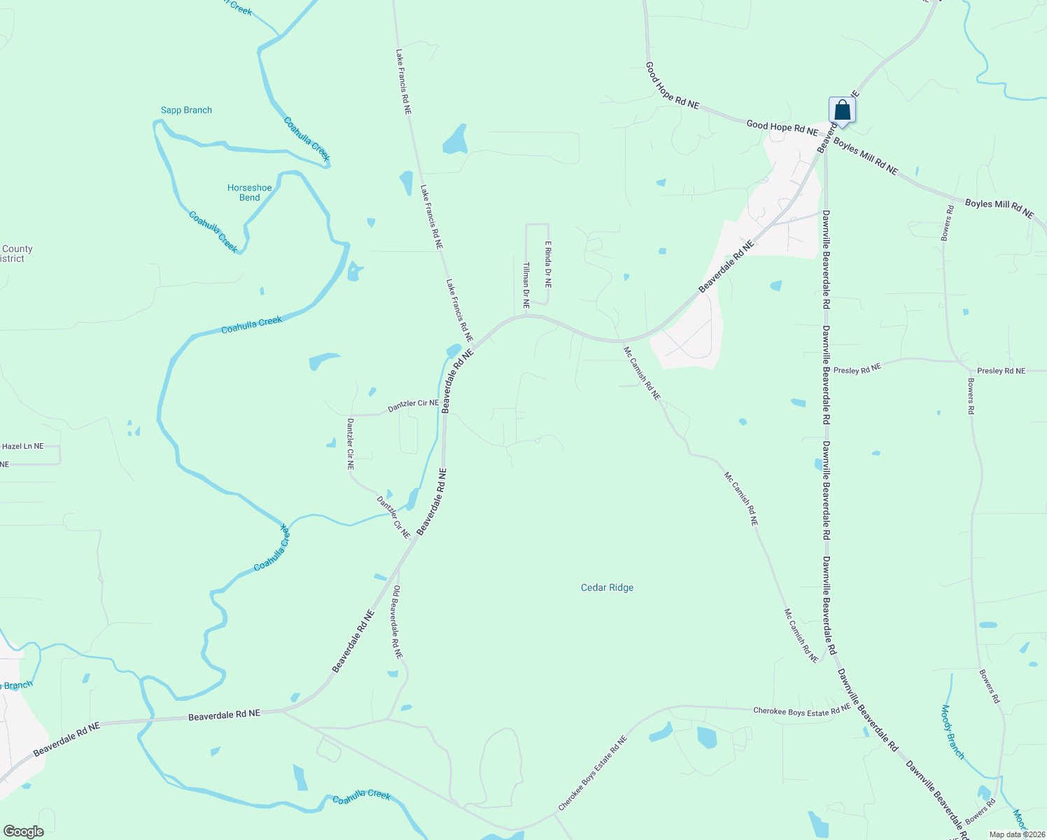 map of restaurants, bars, coffee shops, grocery stores, and more near 124 Latonia Drive Northeast in Dalton